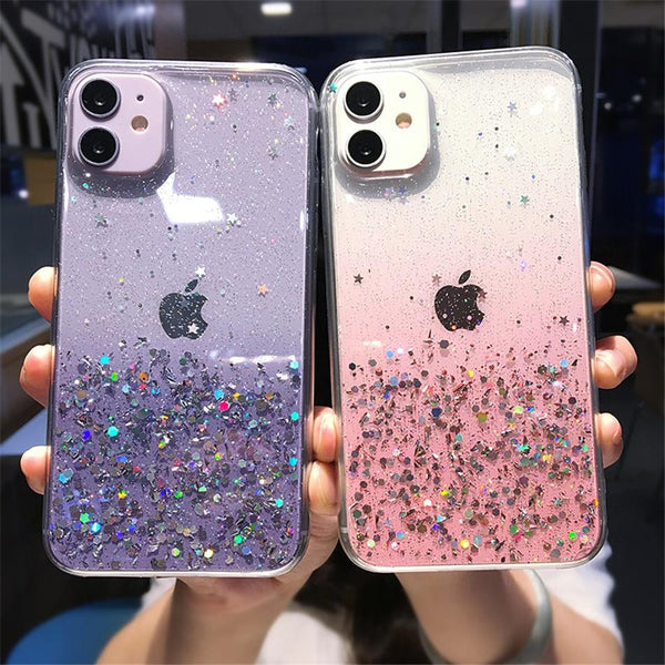 glitter pink phone case