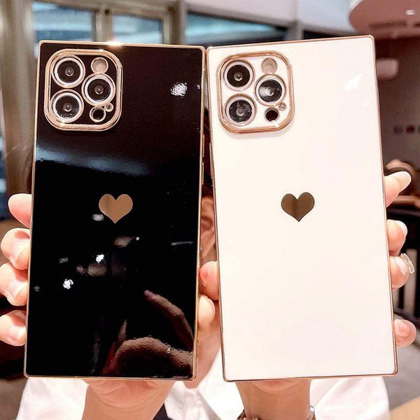 Square Case Compatible iPhone Xs iPhone X Case Gold Black Marble