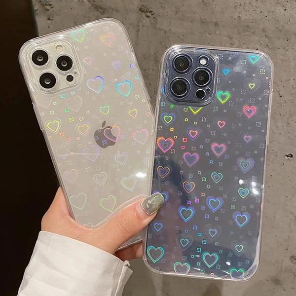 holographic heart phone case